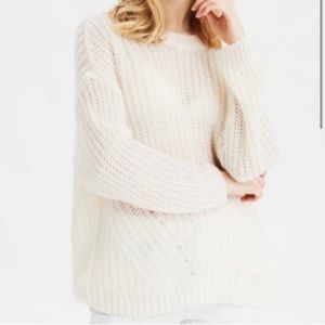 American Eagle Outfitters Oversized Knit Sweater Cream Ivory